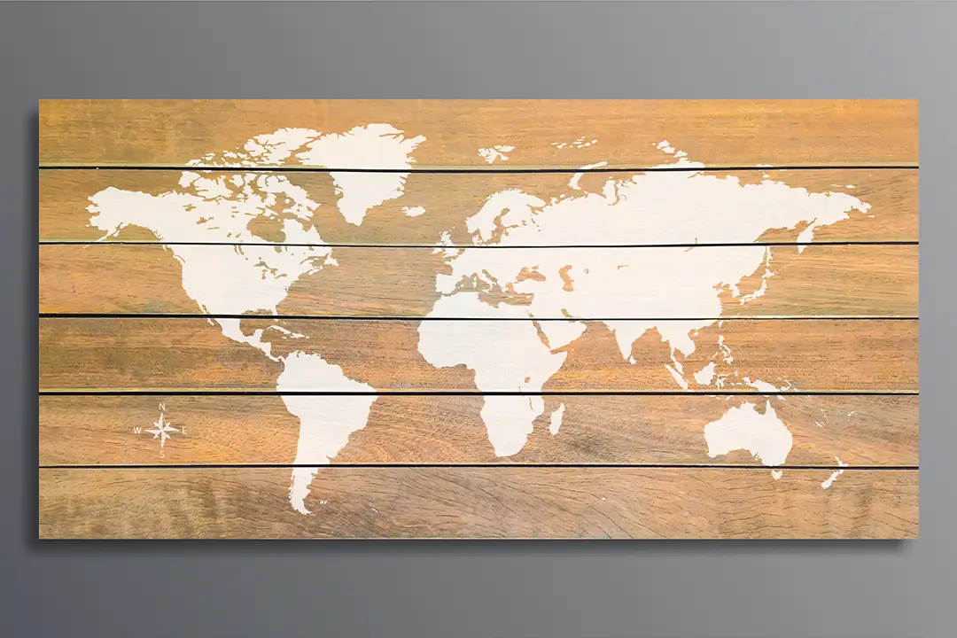 mapas arte en madera